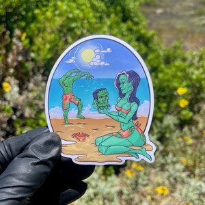 Braut von Frankenstein Sommer Aufkleber, Frankenstein Art, Summerween Aufkleber