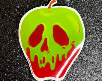 Leuke sticker Poison Apple, spookachtige laptopsticker, Disney Goth planner sticker