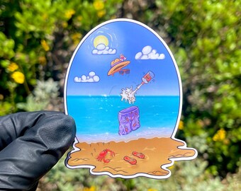 The Invisible Man Summer Sticker, Summer Monsters, Summerween Sticker
