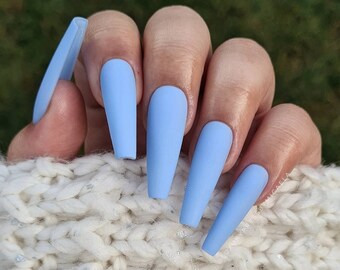 Baby Blue Nails Etsy Uk