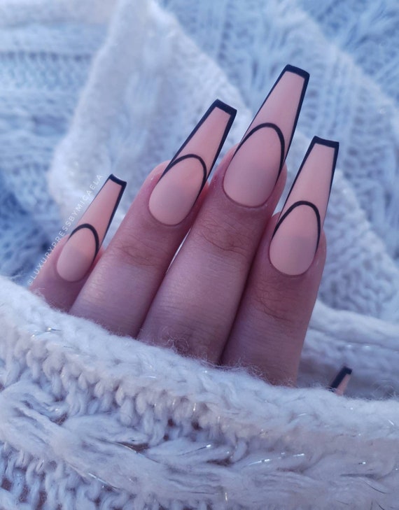 Black French Tip Nails Instagram Nails Black French Press Etsy