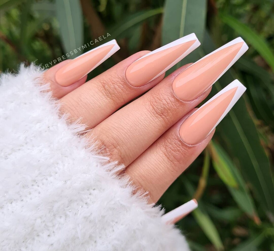 White French Tip Nails White French Press on Nails Etsy