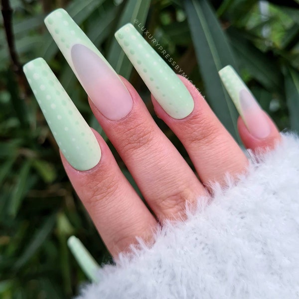 Mint Green Nails Etsy