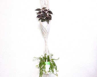 Handmade Double Macramé Plant Hanger W/Sun Catcher, Flowerpot Hanger, Wall Hanging, Hanging Planter, Indoor Planter, Hanging Pot, Boho Decor