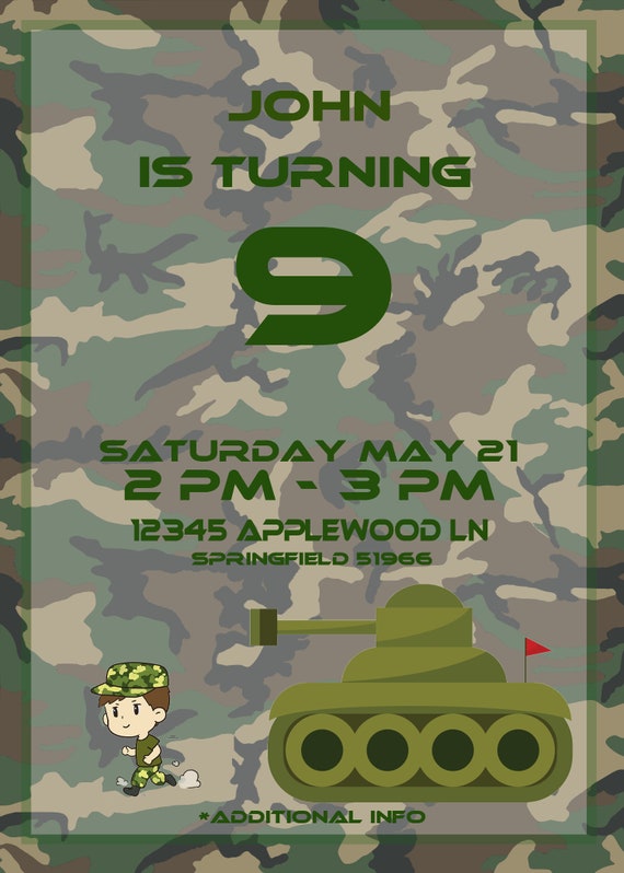 Army Themed BDAY Card | Etsy