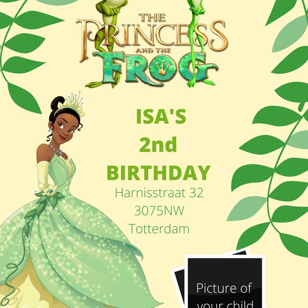 Princess Tiana invitation/uitnodiging