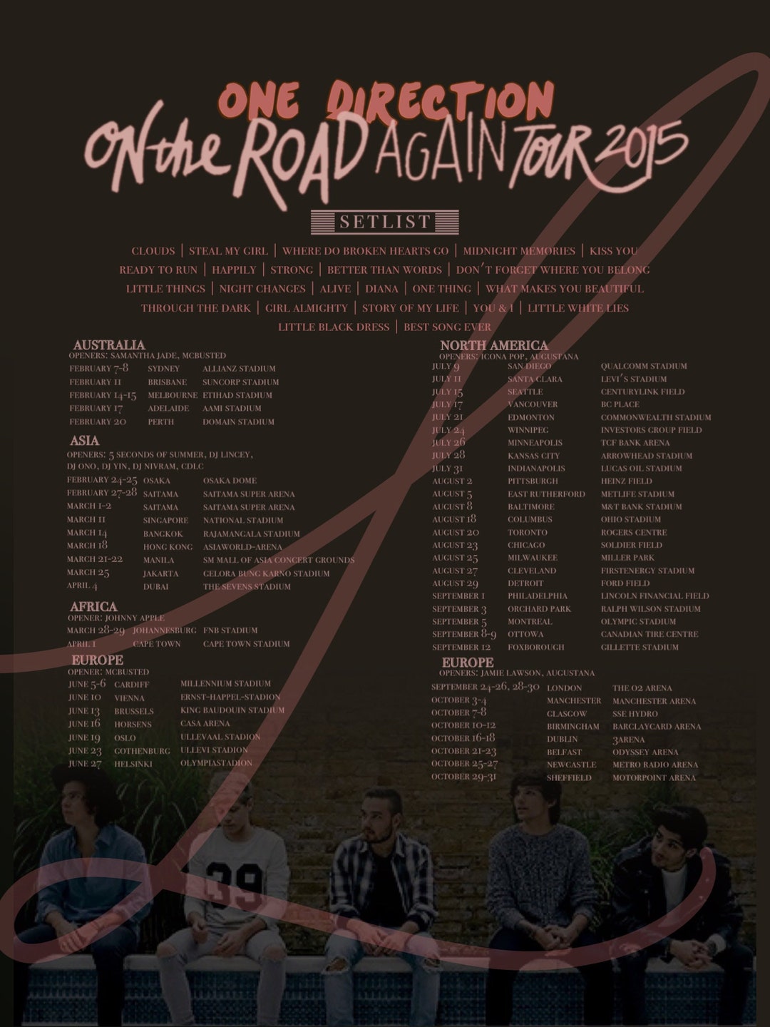 One Direction Four Album on the Road Again Tour 2015 OTRA Tour