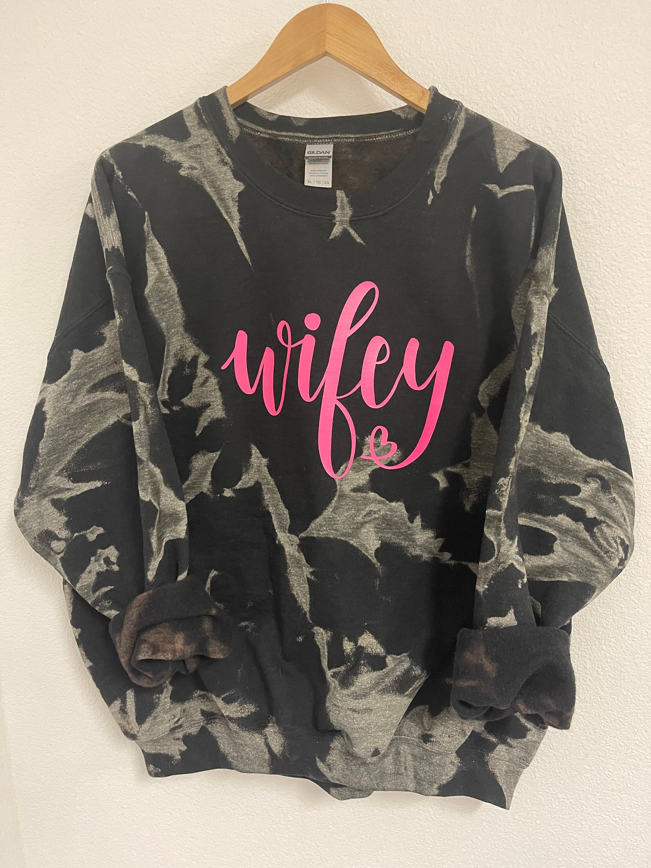 Wifey Bleach Dyed Crewneck Sweatshirt | Etsy