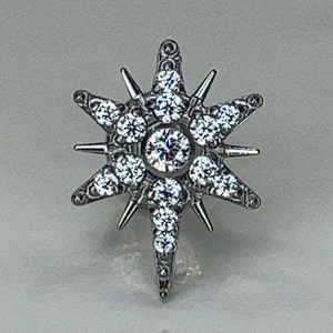 Titanium ASTM F136 (in171) Zirconia set Star internally threaded 1.2mm (16ga) suitable for conch, helix, cartilage, flat, tragus, lobe etc