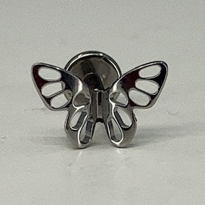 Titanium ASTM F136 (in51) Butterfly internally threaded 1.2mm (16ga) suitable for tragus, conch, helix, cartilage, lobe, medusa, flat etc