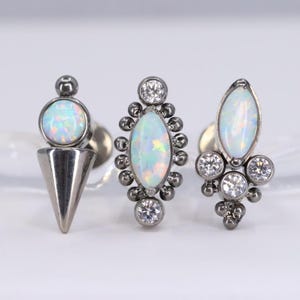 Titanium ASTM F136 (in113) Fire Opal Beaded Tribal attachment internally threaded -0.8mm-1.2mm (18ga-14ga) tragus, helix, lobe, cartilage,