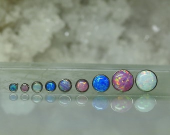 Titanium Fire ASTM F136 (tl01) Opal Bezel Fit Threadless Push Pin 16g-20g 1.2-0.8mm Suitable for Conch, Tragus,  Helix, Medusa, Labret, ect