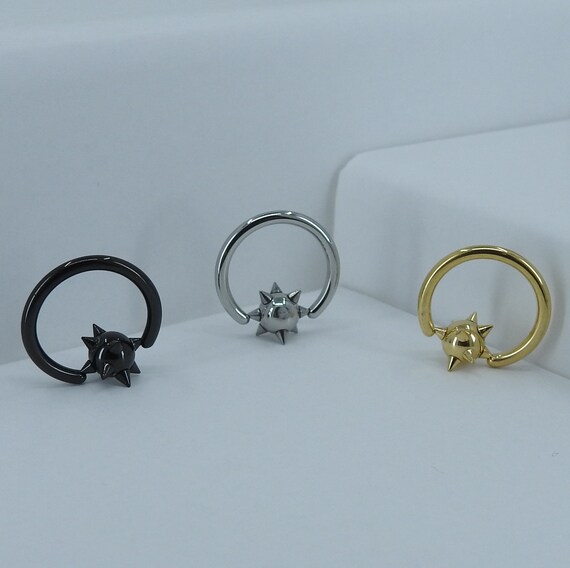Surgical Steel cl26 Spiked Captive Bead Ring CBR 16mm 14ga