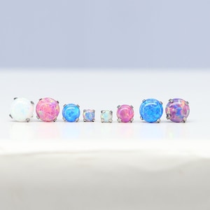 Titanium ASTM F136 (tl09) Opal Threadless Push Pin 1.6-0.8mm (14-20ga) Labret Stud Suitable for Cartilage, Helix, Conch, lobe etc