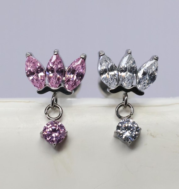 Set 12 Piercing Per Elica In Acciaio Inox – Retro Piatto A Forma Di Fiore – Con Zirconia Cubica – Colori Argento E Oro – Per Cartilagine, Trago, Elica, Daith – Gioielli Versatili - 4