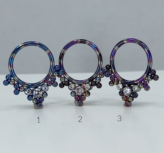 Titanium ASTM F136 Anodised Oil Slick Style Tribal Clicker 1.2mm