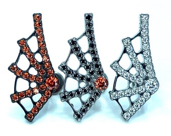 Titanium ASTM F136 (in33) CZ Spider Web internally threaded 1.2mm (16ga) suitable for helix, cartilage, tragus, conch, lobe, etc