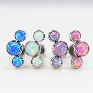 Titanium ASTM F136 (in146) Opal Cluster Internally Threaded 1.2 mm (16ga) Labret Stud Suitable for Cartilage, Helix, Conch, Tragus, Flat etc