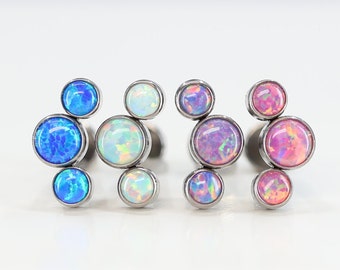 Titanium ASTM F136 (in146) Opal Cluster Internally Threaded 1.2 mm (16ga) Labret Stud Suitable for Cartilage, Helix, Conch, Tragus, Flat etc