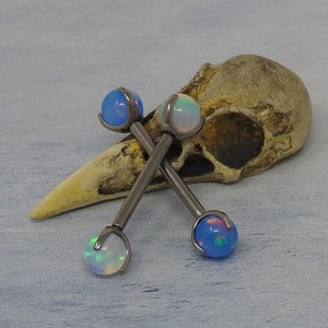 Titanium ASTM F136 Fire Opal Barbell 1.6mm (14ga) Suitable for Industrial Piercings, Cartilage, Conch, etc