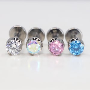 Titanium ASTM F136 (in246) Zirconia Stud Internally Threaded 1.2mm (16ga) suitable for philtrum, conch, tragus, helix, cartilage lobe etc