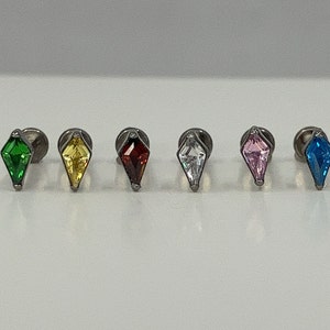 Titanio ASTM F136 (in178) "Diamante" Filettato internamente 1,2 mm (16ga) adatto per conca, trago, elica, cartilagine, lobo, medusa, piatto ecc.
