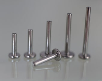 Titanium ASTM F136 Internally Threaded Labret Posts 16ga 1.2mm