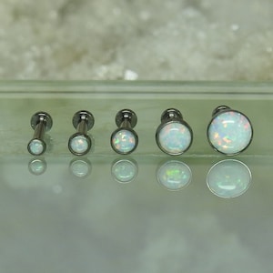 Titanium Fire ASTM F136 tl01 Opal Bezel Fit Threadless Push Pin 16g-20g 1.2-0.8mm Suitable for Conch, Tragus, Helix, Medusa, Labret, ect image 4