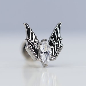 Titanium ASTM F136 (in102) Zirconia Angel Wings internally threaded 1.2mm (16ga) suitable for conch. helix, cartilage, tragus, flat, lobe et
