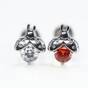 Titanium ASTM F136 (in217) Zirconia Beetle, Ladybird, Ladybug internally threaded 1.2mm (16ga) suitable for conch, helix, tragus, cartilage