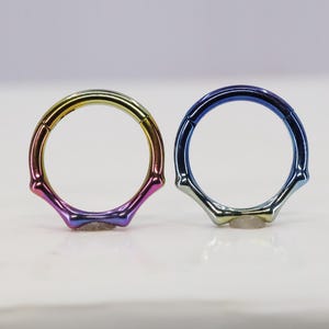Titanium ASTM F136 (cl102) Anodised Angles Clicker 1.2mm (16ga) septum, daith, helix, cartilage etc