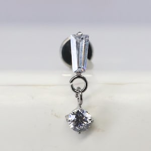 Labret pendente de baguete ASTM F136 (in278) de titânio com rosca interna de 1,2 mm (ga 16) adequado para hélice, cartilagem, concha, lóbulo, tragus, etc.