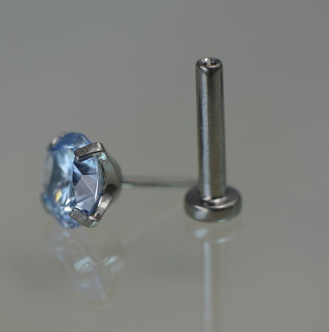 Titanium Blue CZ Threadless Push Pin 1.20.8mm 16g20g Labret Etsy