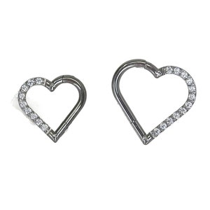 Titanium ASTM F136 cl22 Heart Cubic Zirconia Clicker 1.2mm 16ga Suitable for Daith, Rook, Septum etc image 3