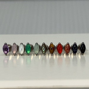 Titanium ASTM F136 (in163) Semi-Precious Stone Marquise Diamond internally threaded 1.2mm (16ga) suitable for conch, helix, cartilage etc