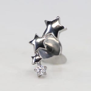 Titanium ASTM F136 (in14) Zirconia Star Cluster, Comet internally threaded 1.2mm (16ga) suitable conch, tragus, helix, cartilage, flat etc