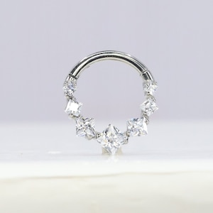 Titanium ASTM F136 (cl83) Square Zirconia Clicker 1.2mm (16ga) suitable for septum, daith, helix, cartilage etc