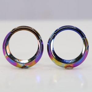 Titanium ASTM F136 (cl95) Oil Slick Anodised Hinged Clicker 1.2mm (16ga) septum, daith, helix, cartilage etc