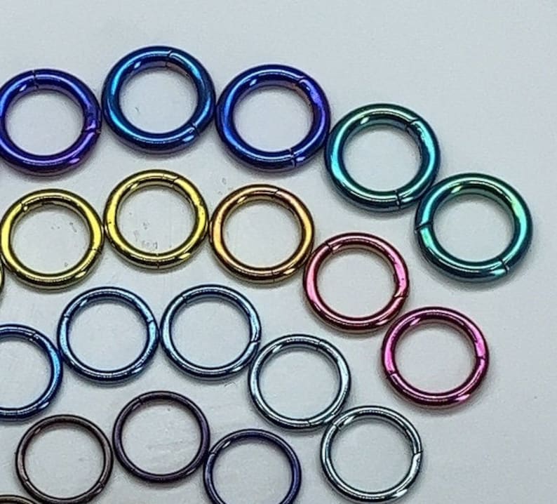 Titanium ASTM F136 Anodised Clicker Hoop 0.8-1.6mm 20ga-14ga suitable for septum, eyebrow, conch, nostril, daith, rook, cartilage etc image 4