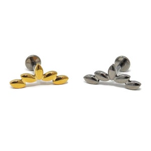 Titanium ASTM F136 (in203) Leaf Arc Internally Threaded 1.2 mm (16ga) Labret Suitable for Tragus, Flat, Cartilage, Helix, Conch etc