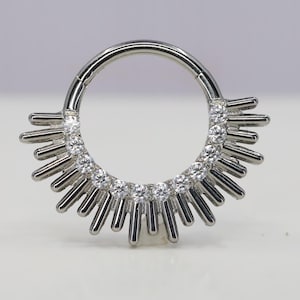 Titanium ASTM F136 (cl17) Zirconia Sun Rays 1.2mm (16ga) suitable for septum, daith, lobe, helix, cartilage etc