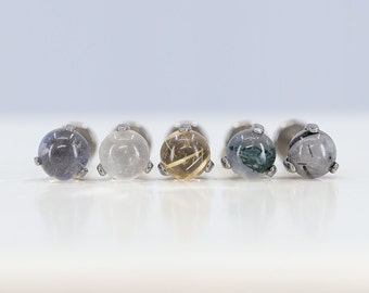 Esfera de pedra natural com encaixe em garra de titânio ASTM F136 (in99) com rosca interna de 1,2 mm (16ga), adequada para concha, hélice, cartilagem, etc.