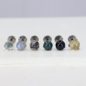 Titanium ASTM F136 (in93) Natural Stone Ball internally threaded 1.2mm (16ga) suitable  helix, cartilage, conch, tragus, lobe, medusa et