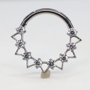 Titanium ASTM F136 (cl58) Multi Zirconia Clicker Hinged Hoop 1.2mm (16ga) suitable for septum, daith, rook, conch, helix, cartilage etc