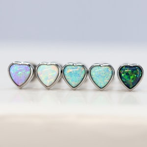 Titanium ASTM F136 (in121) Opal Heart internally treaded 1.2mm (16ga) suitable for conch, tragus, helix, cartilage, lobe, flat, medusa etc