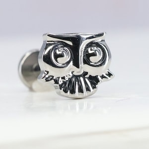 Titanium ASTM F136 (in241) Owl, Bird internally threaded 1.2mm (16ga) suitable for conch, tragus, helix, cartilage lobe, flat etc
