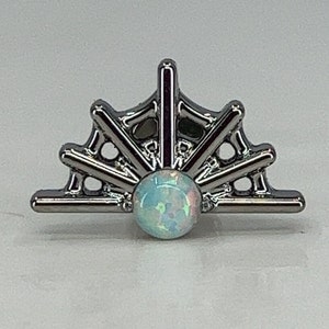 Titanium ASTM F136 (in200)  Fire Opal Spider Web internally threaded 1.2mm (16ga) suitable for conch, helix, cartilage, tragus, lobe etc
