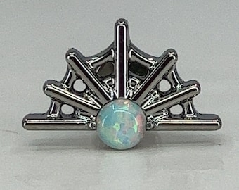 Titanium ASTM F136 (in200)  Fire Opal Spider Web internally threaded 1.2mm (16ga) suitable for conch, helix, cartilage, tragus, lobe etc