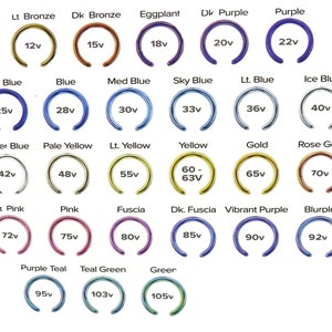 Titanium ASTM F136 Anodised Clicker Hoop 0.8-1.6mm 20ga-14ga suitable for septum, eyebrow, conch, nostril, daith, rook, cartilage etc image 7
