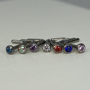 Titanium CZ Cubic Zirconia Nose Stud/ Dog Leg Nose Stud.
